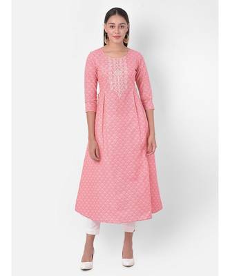 Span Persian Pink Embroidered Flared Kurta 4
