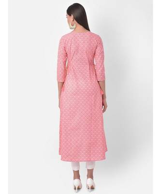 Span Persian Pink Embroidered Flared Kurta 5
