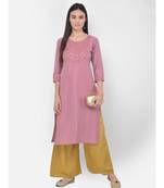 Span Dusty Rose Embroidered Straight Kurta