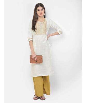 Span White Embroidered Straight Kurta 1