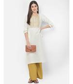Span White Embroidered Straight Kurta