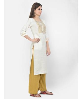 Span White Embroidered Straight Kurta 2