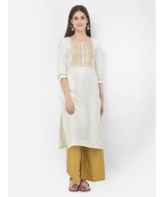 Span White Embroidered Straight Kurta 4