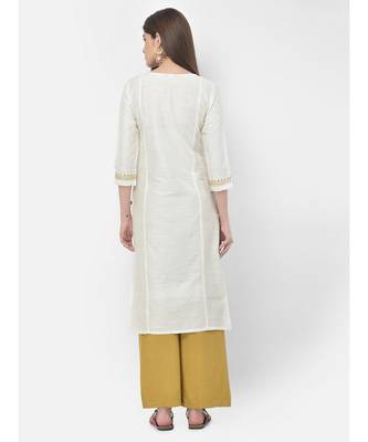 Span White Embroidered Straight Kurta 5