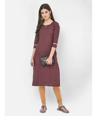 Span Wine Embroidered Straight Kurta 1
