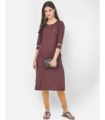 Span Wine Embroidered Straight Kurta