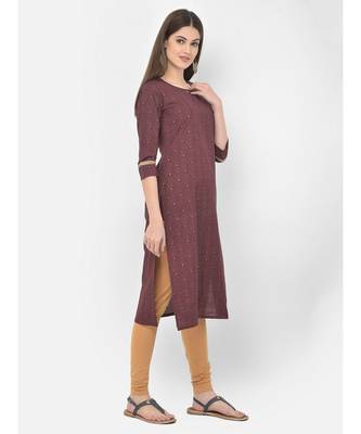 Span Wine Embroidered Straight Kurta 2