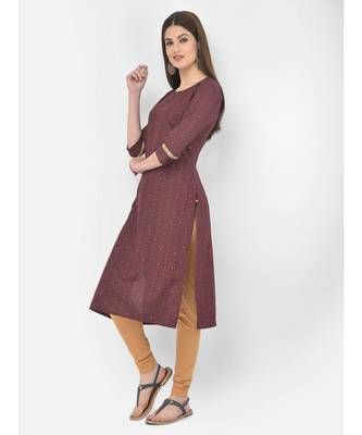 Span Wine Embroidered Straight Kurta 3