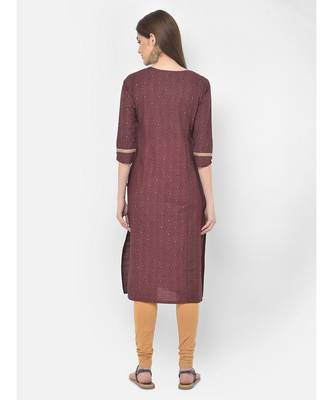 Span Wine Embroidered Straight Kurta 5