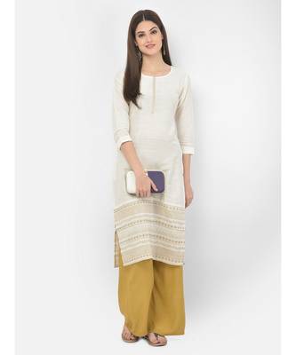 Span White Embroidered Straight Kurta 1