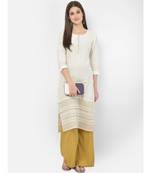 Span White Embroidered Straight Kurta