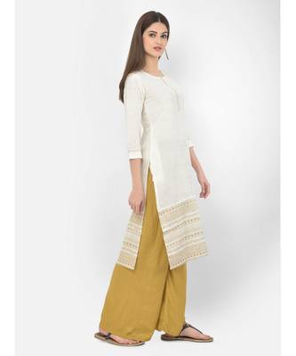 Span White Embroidered Straight Kurta 2