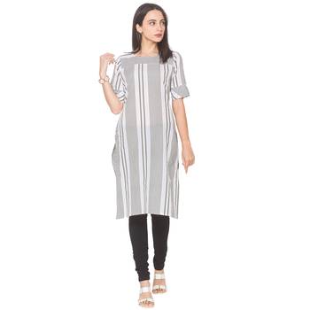 White woven cotton long-kurtis 2