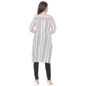 White woven cotton long-kurtis 3