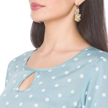 Blue printed viscose rayon long-kurtis 5