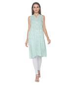 Multicolor printed viscose rayon long-kurtis