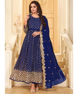 Royal Blue Georgette Anarkali Salwar Kameez 1