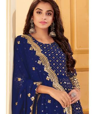Royal Blue Georgette Anarkali Salwar Kameez 2