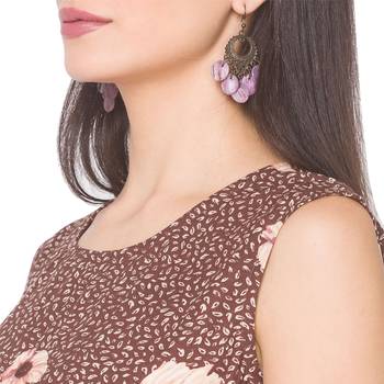 Brown printed viscose rayon long-kurtis 5