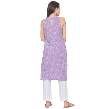 Purple printed viscose rayon long-kurtis 3
