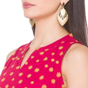 Pink printed cotton long-kurtis 5