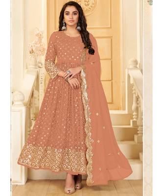 Beige Georgette Anarkali Salwar Kameez 1