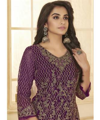 Purple Net Party Wear Salwar Kameez 2