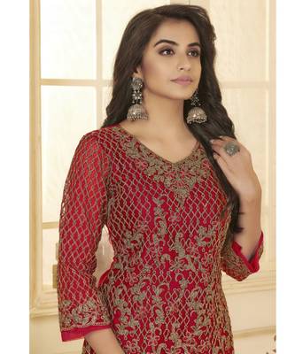 Rani Pink Net Party Wear Salwar Kameez 2