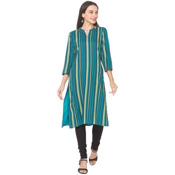Blue printed viscose rayon long-kurtis 1