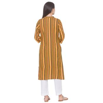 Yellow printed viscose rayon long-kurtis 3