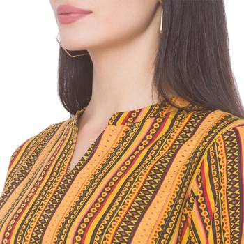 Yellow printed viscose rayon long-kurtis 5