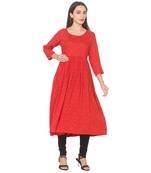 Orange printed viscose rayon long-kurtis