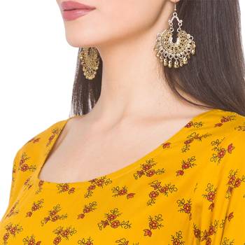 Yellow printed viscose rayon long-kurtis 5