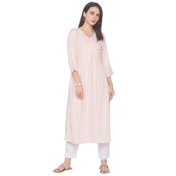 Peach woven viscose rayon long-kurtis 2