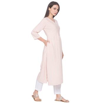 Peach woven viscose rayon long-kurtis 4