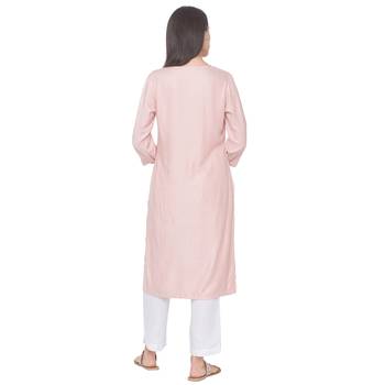 Peach woven viscose rayon long-kurtis 3