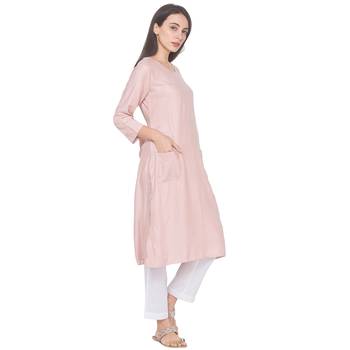 Peach woven viscose rayon long-kurtis 4