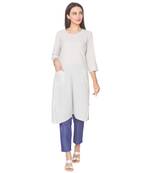 White woven viscose rayon long-kurtis