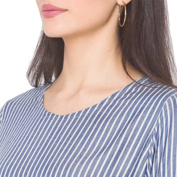 Navy-blue woven viscose rayon long-kurtis 5