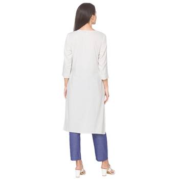 White woven viscose rayon long-kurtis 3