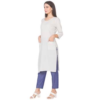 White woven viscose rayon long-kurtis 4