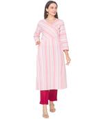 Multicolor woven cotton long-kurtis