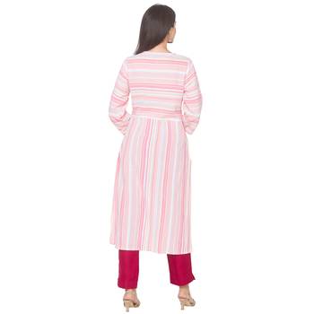 Multicolor woven cotton long-kurtis 3