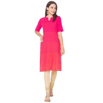 Rose woven cotton long-kurtis 2