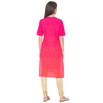 Rose woven cotton long-kurtis 3