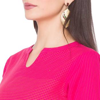 Rose woven cotton long-kurtis 5