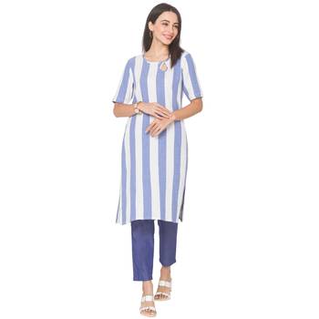 Multicolor woven cotton long-kurtis 2