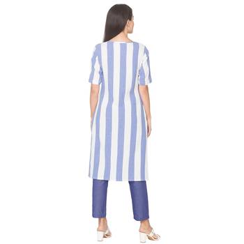 Multicolor woven cotton long-kurtis 3