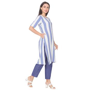 Multicolor woven cotton long-kurtis 4