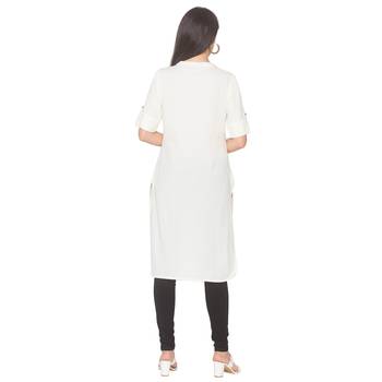 Yellow plain cotton long-kurtis 3